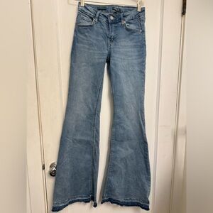 High rise flare size 2 denim worn extra length